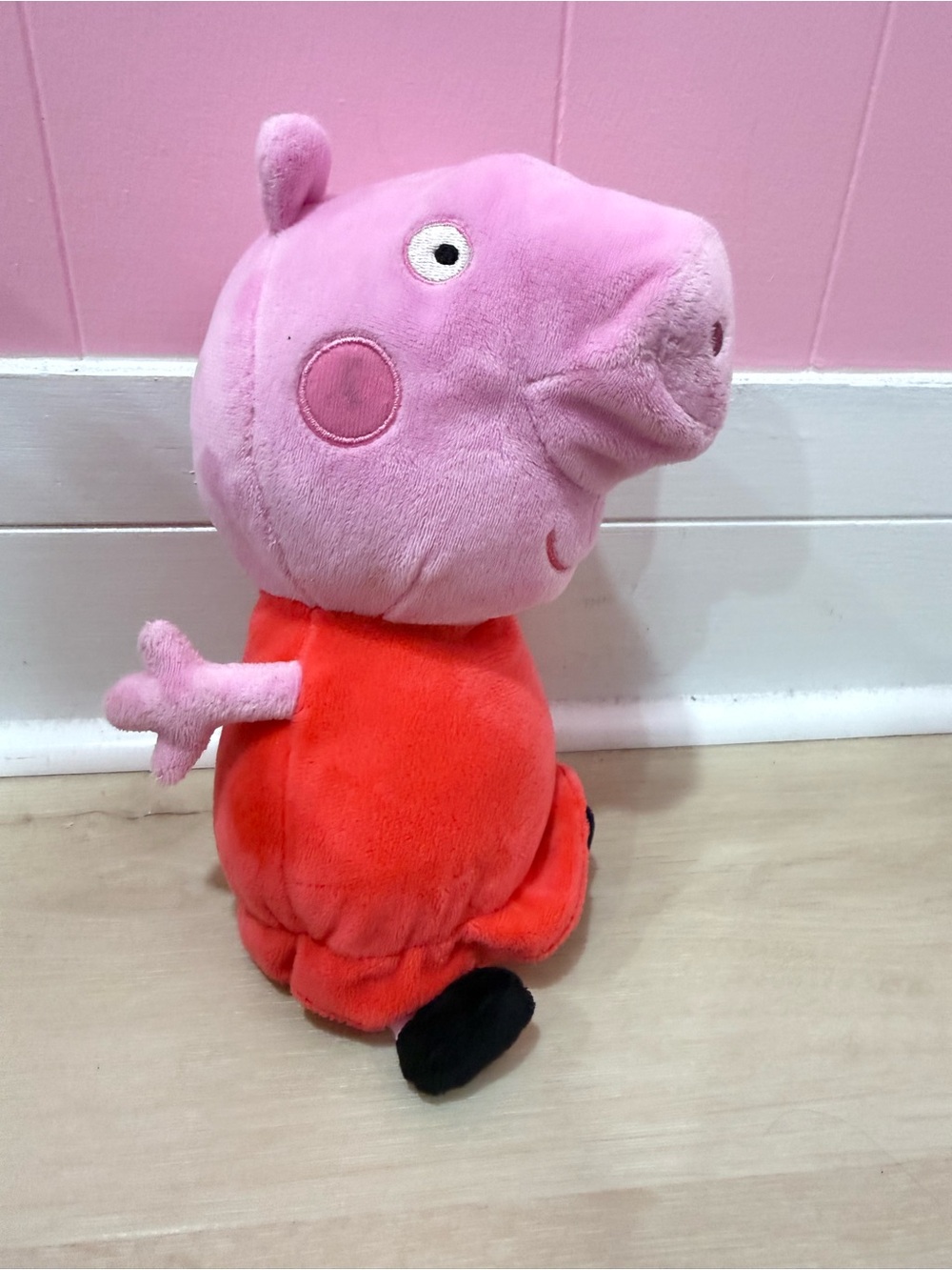 Pink and Red Plush Pig Kids Toy - Soft Cuddly Stuffed Animal